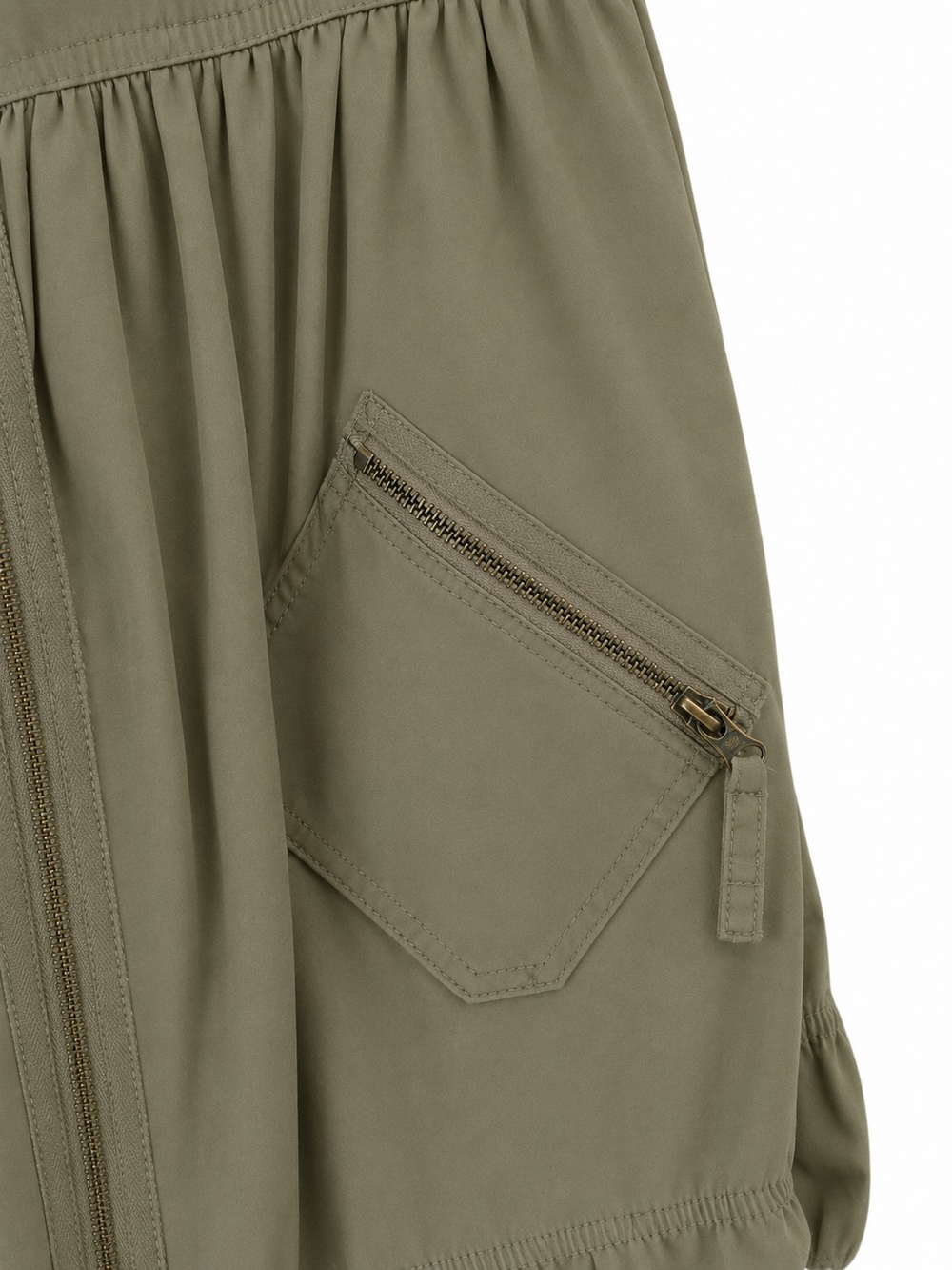 Rock & Roll Denim Olive Halter Zip-Front Bubble Dress - Picture 5 of 8
